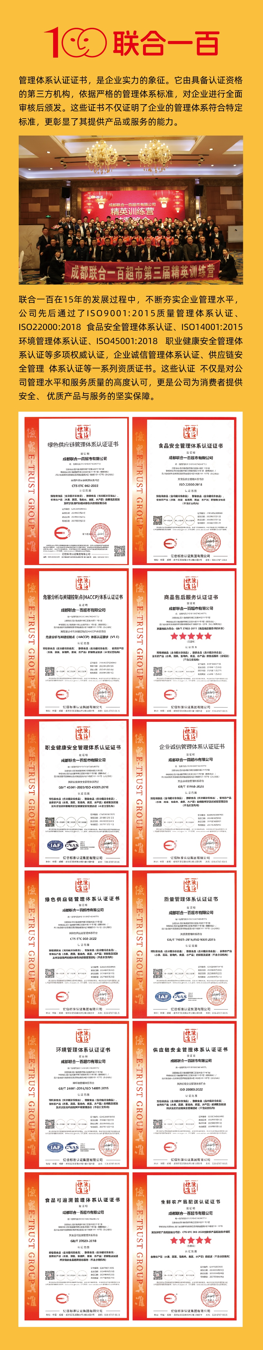 联合一百以权威认证彰显硬实力-体系认证护航筑牢品质长城(图1)
